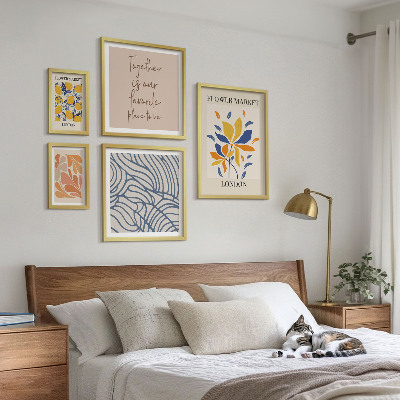 Framed photo set Floral motifs London inscriptions