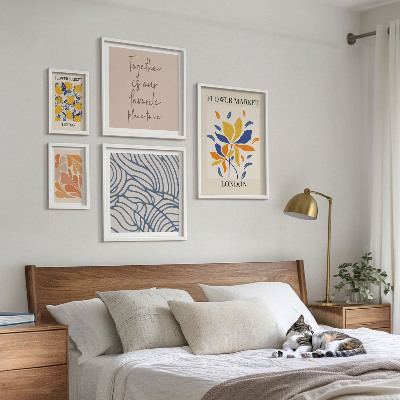 Framed photo set Floral motifs London inscriptions