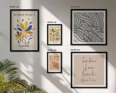 Framed photo set with floral motifs and London inscriptions