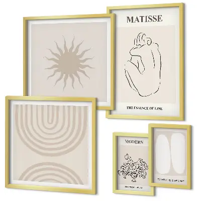 Minimalist line art wall decor set of 5 pieces