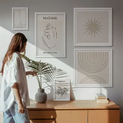 Minimalist line art wall decor set of 5 pieces
