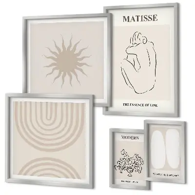 Minimalist line art wall decor set of 5 pieces