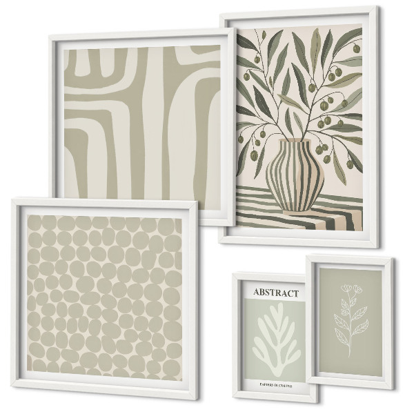 Framed photo set Scandinavian plant patterns