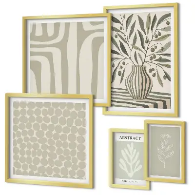 Framed photo set with Scandinavian plant patterns