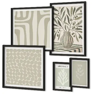 Framed photo set with Scandinavian plant patterns