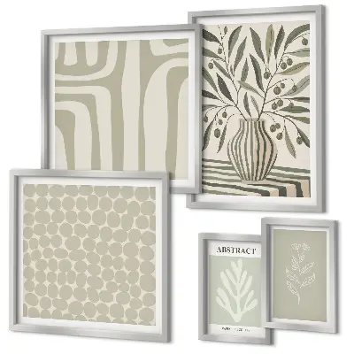 Framed photo set with Scandinavian plant patterns