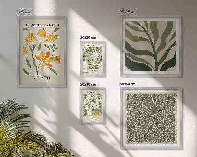 Set of 5 wall art pieces Modern plant motifs