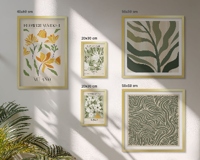 Set of 5 wall art pieces Modern plant motifs