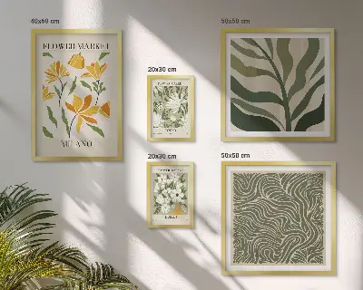 5-Piece Modern Plant Wall Art Set with botanical motifs