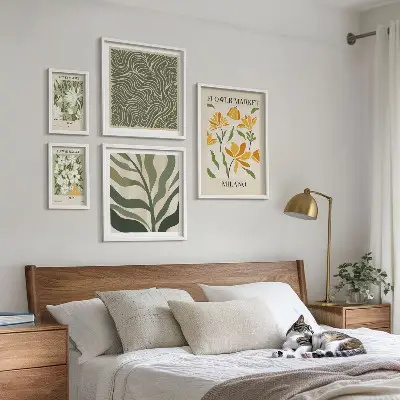 5-Piece Modern Plant Wall Art Set with botanical motifs