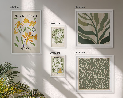 Set of 5 wall art pieces Modern plant motifs