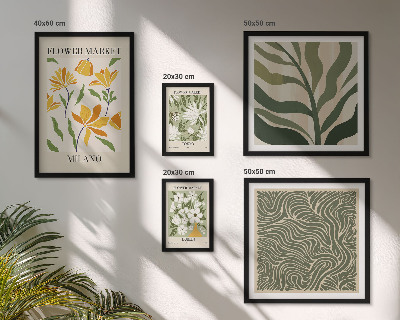 Set of 5 wall art pieces Modern plant motifs