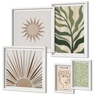 Gallery wall Stylish abstract plant graphics