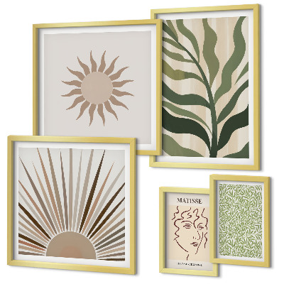 Gallery wall Stylish abstract plant graphics
