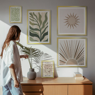 Gallery wall Stylish abstract plant graphics