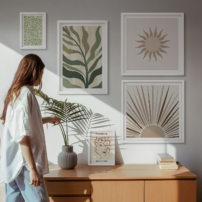 Gallery wall Stylish abstract plant graphics