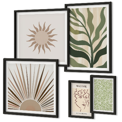 Gallery wall Stylish abstract plant graphics