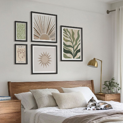 Gallery wall Stylish abstract plant graphics