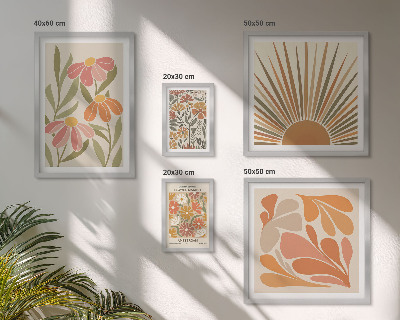 Framed photo set Boho style geometric flowers