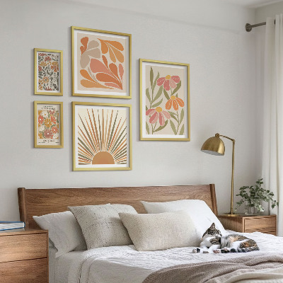 Framed photo set Boho style geometric flowers
