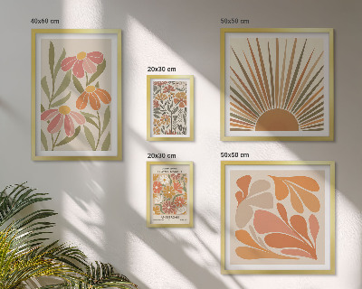 Framed photo set Boho style geometric flowers