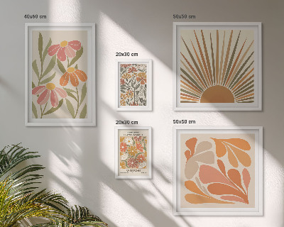 Framed photo set Boho style geometric flowers