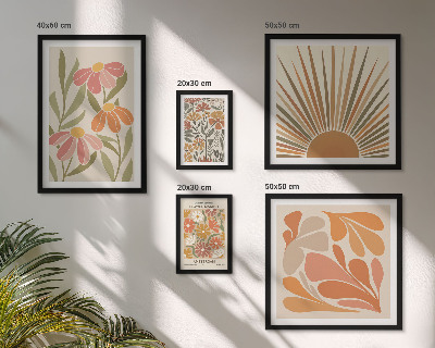 Framed photo set Boho style geometric flowers
