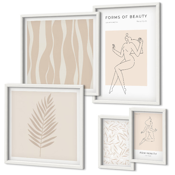 Framed photo set Stylish graphics of women and plants