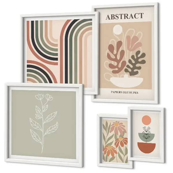 Stylish plant abstraction wall art set of 5 pieces