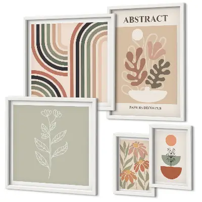 Stylish plant abstraction wall art set of 5 pieces