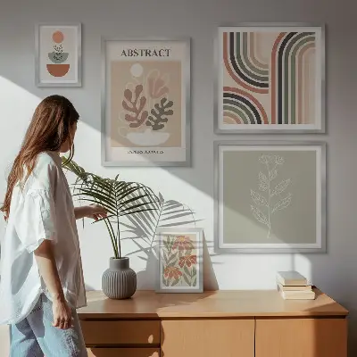 Stylish plant abstraction wall art set of 5 pieces