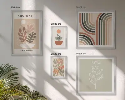 Stylish plant abstraction wall art set of 5 pieces