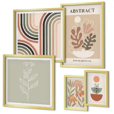 Stylish plant abstraction wall art set of 5 pieces