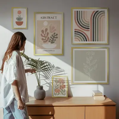 Stylish plant abstraction wall art set of 5 pieces