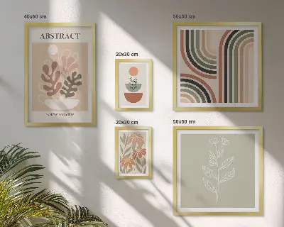 Stylish plant abstraction wall art set of 5 pieces