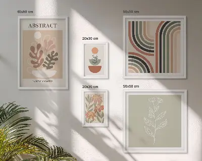 Stylish plant abstraction wall art set of 5 pieces
