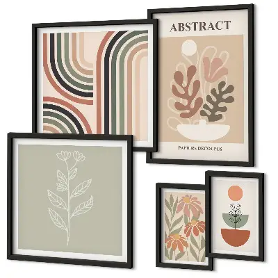 Stylish plant abstraction wall art set of 5 pieces
