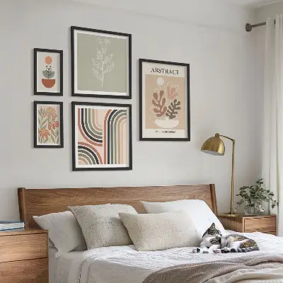 Set of 5 wall art pieces Stylish plant abstractions