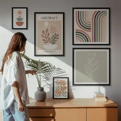Stylish plant abstraction wall art set of 5 pieces