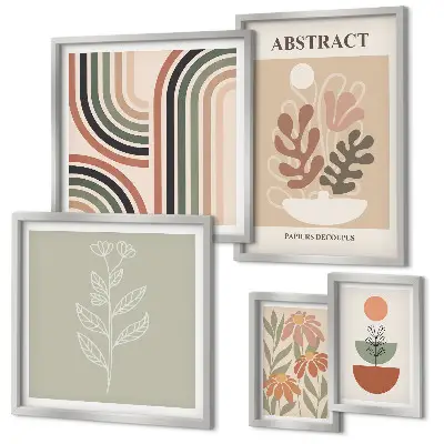 Stylish plant abstraction wall art set of 5 pieces