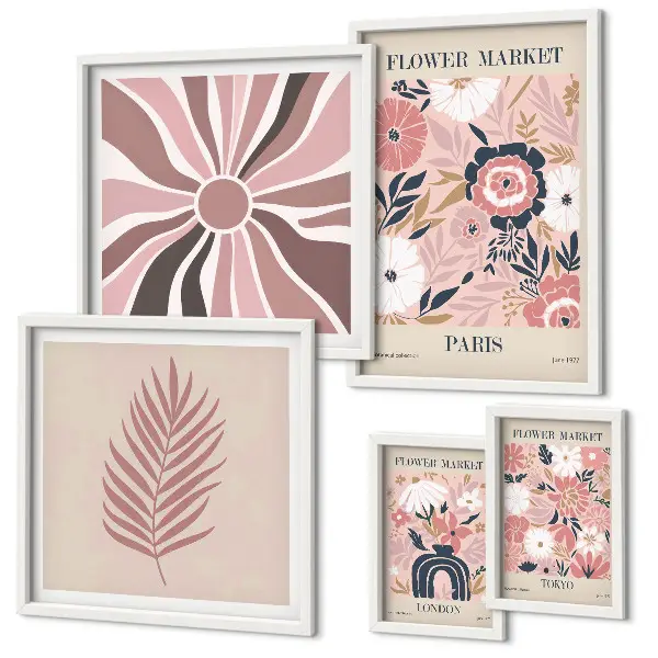 Framed flower market photo set boho style