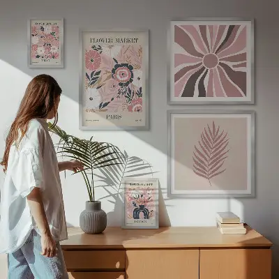 Framed flower market photo set boho style