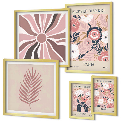 Framed photo set Boho style flower markets