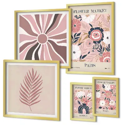 Framed flower market photo set boho style
