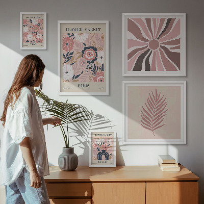 Framed photo set Boho style flower markets