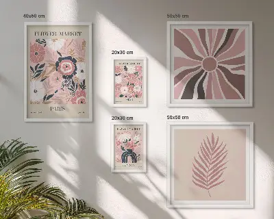 Framed flower market photo set boho style