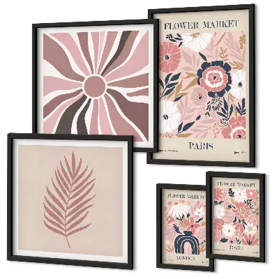 Framed flower market photo set boho style