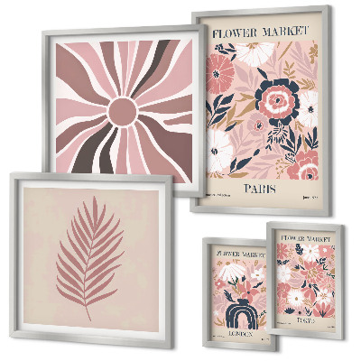 Framed photo set Boho style flower markets