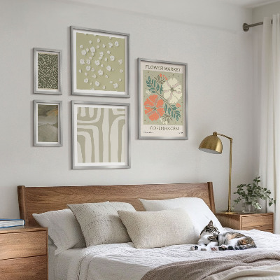 Set of 5 wall art pieces Plant motifs boho patterns