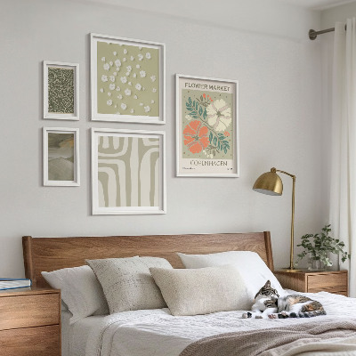 Set of 5 wall art pieces Plant motifs boho patterns